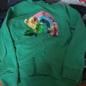 Cat & Jack Green Sweatshirt with Pink Trim